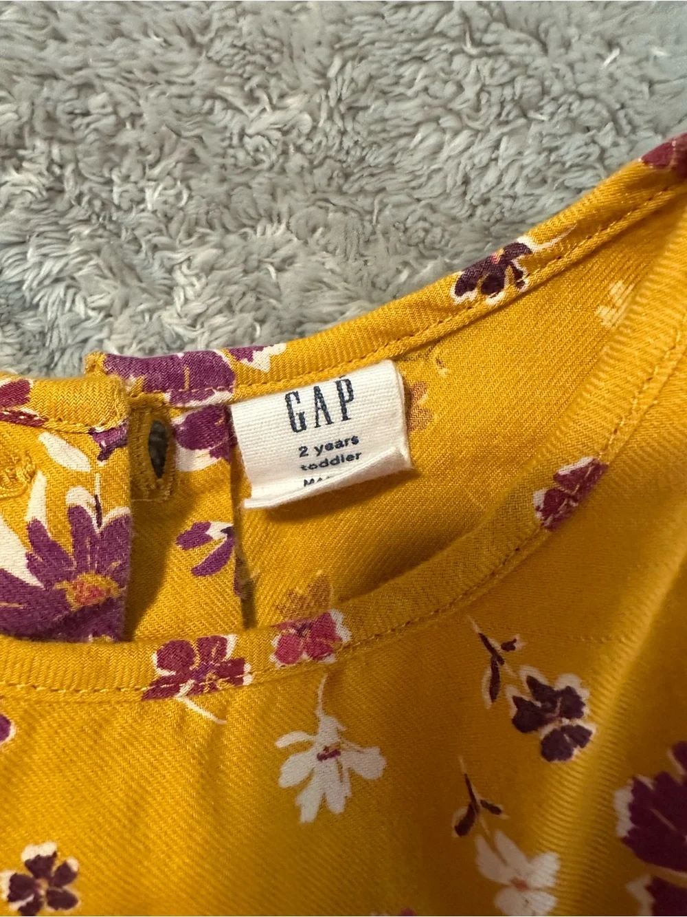 GAP Mustard Yellow Floral Ruffle-Sleeve Dress 2T